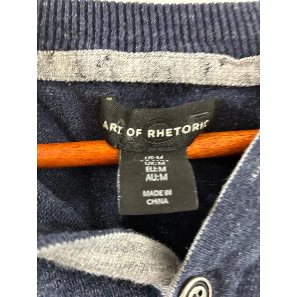 J. Crew Mens Navy Blue Cotton V-Neck Sweater Long Sleeve RN 75343 Size Large